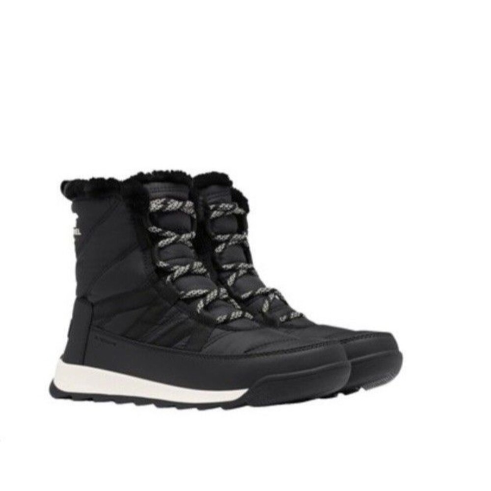 Sorel Whitney Short Flat Lace Black Waterproof  Boots NL2776-010 Women Sz 10